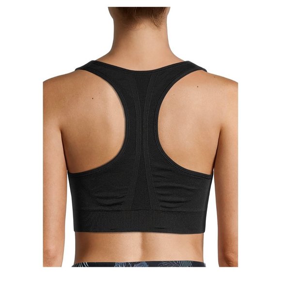 NWT Avia Women Active Wear Racerback Fashion Black Stretchy Sports Bra SZ Medium - Picture 4 of 6